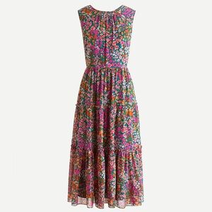 J. Crew Tiered midi dress in micro meadow print floral XL